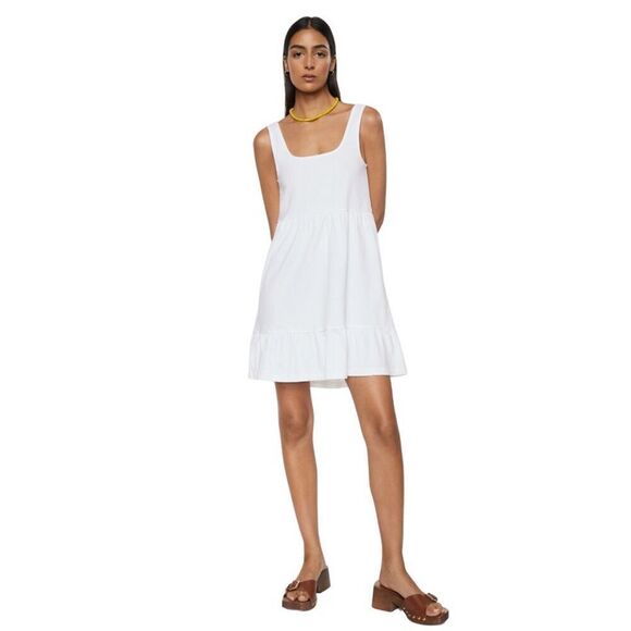 NWT MNG Mango White Frill Cotton Dress Size Small 4 - Picture 1 of 8